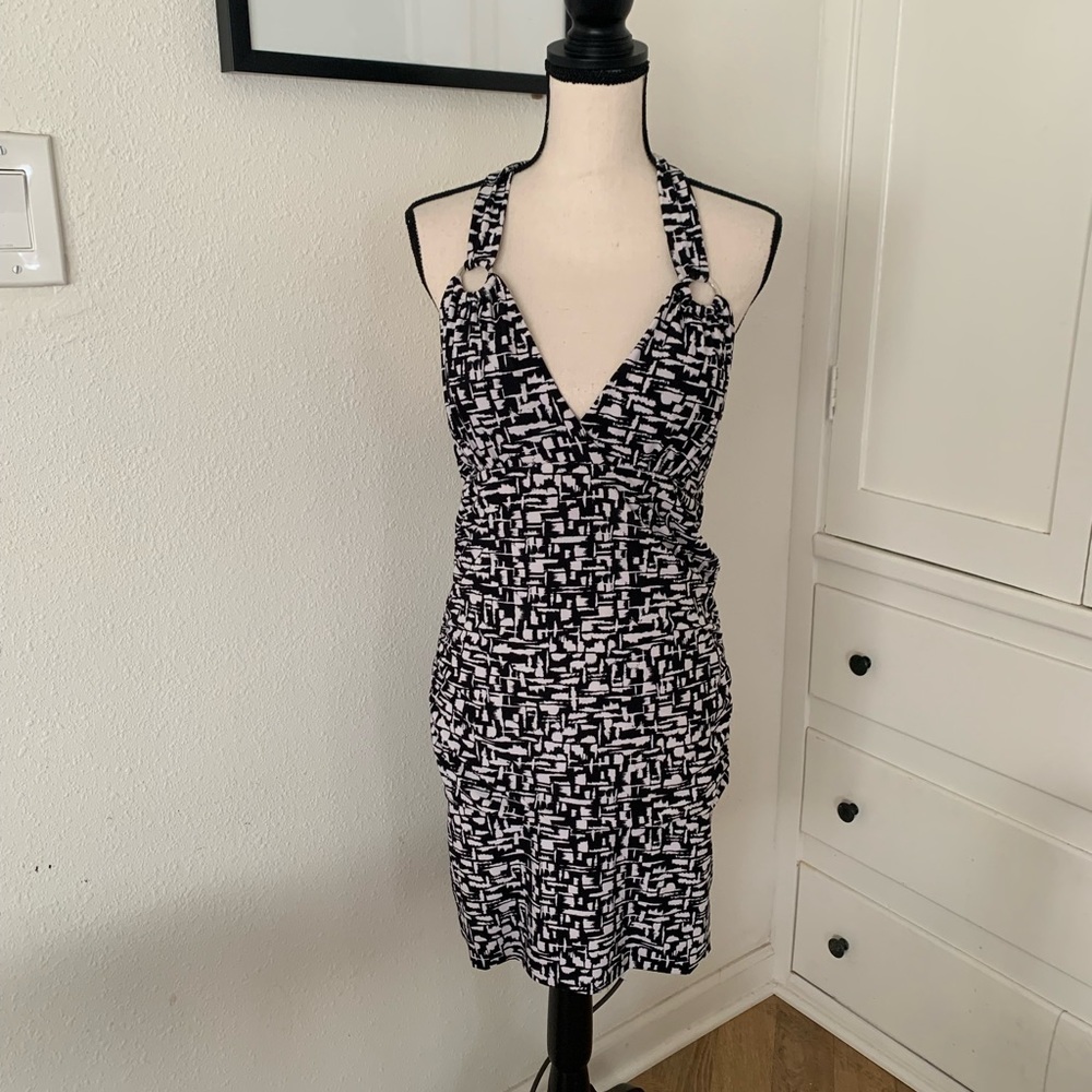 Black and white mini haltered top beach/ pool side dress size XL